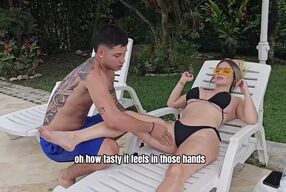 My Stepson Applies the Suntan Lotion all Over My Body, I get Horny and Fuck w...